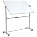 Global Industrial Double Sided Rolling Magnetic Dry Erase Whiteboard, 48 x 36 B444997